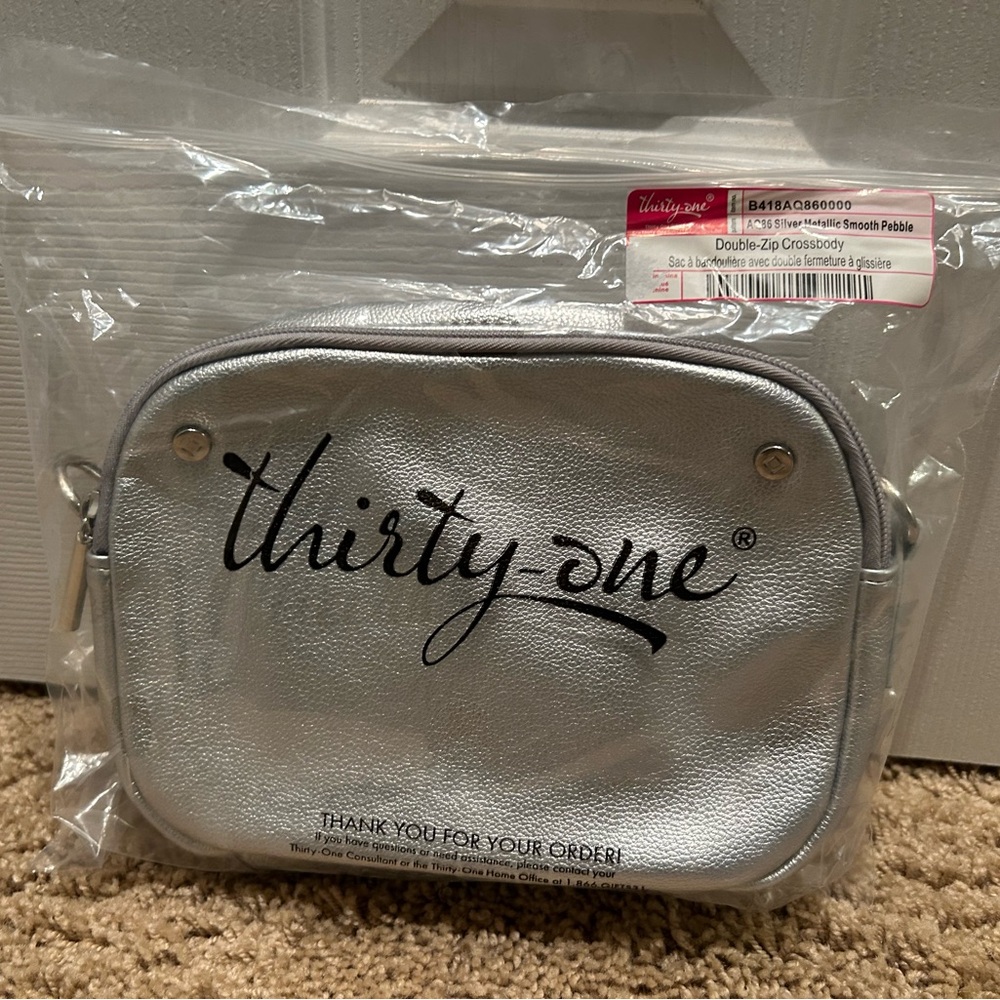 Thirty-One Metallic Silver Crossbody Bag